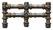© Thiago - Tile-able steampunk metal pipes, isolated on white background, generative ai. Steampunk. Illustration