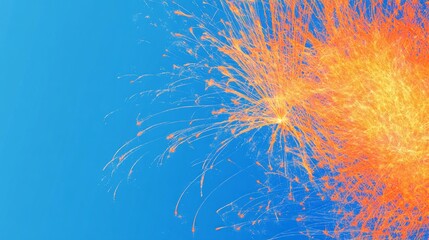 Wall Mural - vibrant new year celebration background featuring bright orange fireworks against a deep blue night 