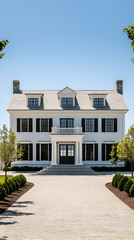 Wall Mural - Waterfront Annapolis colonial with private sailing dock and lighthouse views, classic Maryland Chesapeake estate