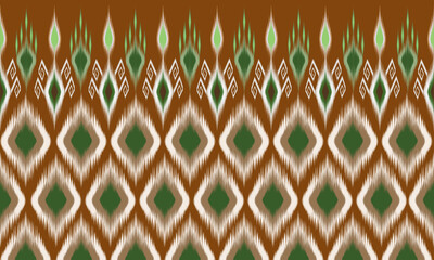 Wall Mural - Abstract brown background with ethnic ikat pattern. Designed for printing on fabric, wallpaper, curtain, wrapping paper.