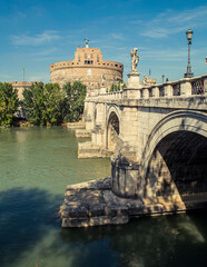 Wall Mural - View of Castel Sant Angelo and Tiber river in Rome, Italy