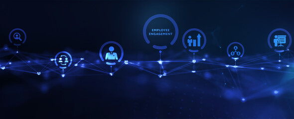 Wall Mural - Business, Technology and network concept. Employee engagement. 3d illustration