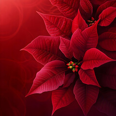 Wall Mural - Abstract background with red Poinsettia leaves. Square composition.