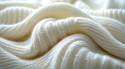 Aufkleber - The soft white knit fabric elegantly flows, showcasing its rich texture and warmth under natural light, ideal for making comfortable garments.