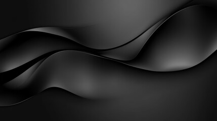 Wall Mural - A smooth, flowing black abstract design with curves and gradients.