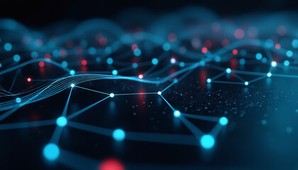 Wall Mural - digital network with glowing connections: a digital network with glowing connections and nodes, symb