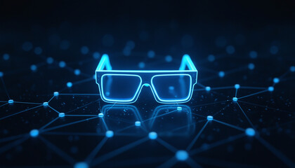 Wall Mural - ar glasses icon with network integration: an ar glasses icon connected within a network, symbolizing