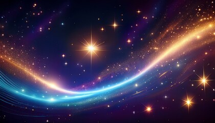 Canvas Print - sparkling falling star stardust trail cosmic glittering wave and glowing effect brightness wave fairy glamour magics illustration