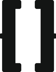Simple black square brackets icon symbolizing coding, programming, and software development