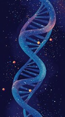 a stylized dna double helix against a cosmic background, symbolizing science and genetics.