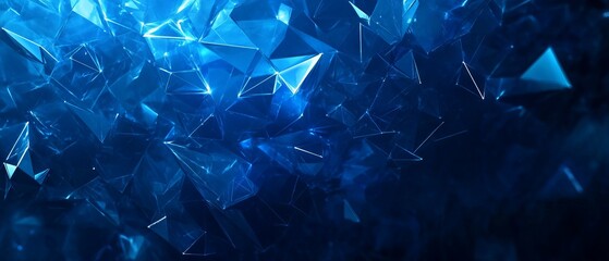 Wall Mural - abstract futuristic technology with polygonal shapes on dark blue background – 3d digital illustrati