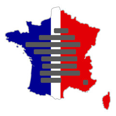 map of France as text as symbol icon, rounded modern creative abstract, isolated