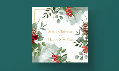 Wall Mural - Lovely Christmas card collection with beautiful leaves