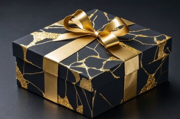 Abstract golden black elegant decorative luxury christmas gift box illustration texture design.
