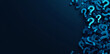 © PhotoArtHub - A blue background with many blue question marks scattered on the right side of the frame