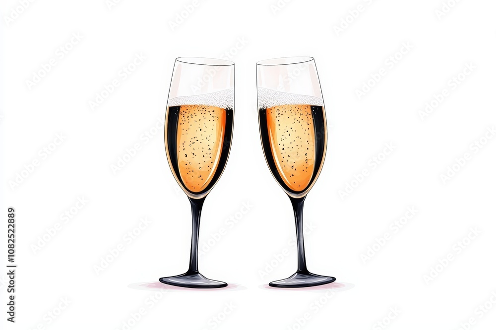 Two elegant champagne glasses filled with bubbly, perfect for celebrations and special occasions.