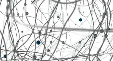 Leinwandbilder - Abstract polygonal space with connecting dots and lines. Dark background. Connection structure. 3d Widescreen