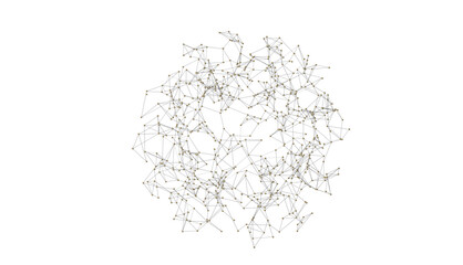 Poster - abstract lines with dots over dark background.
