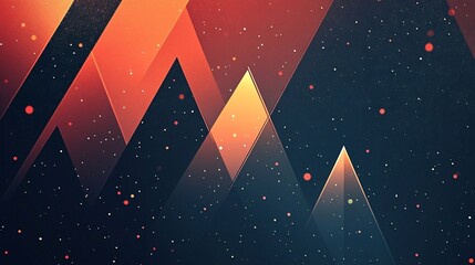 Wall Mural - Geometric mountains emerging from a starry night sky