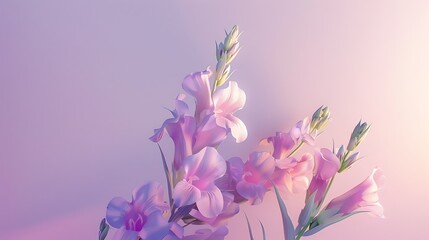 Poster - A soft, pastel-colored digital illustration of blooming flowers against a gradient background.