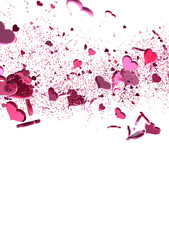 Wall Mural -  Red heart love confettis. Valentine's day falling