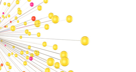 Leinwandbilder - Abstract polygonal space with connecting dots and lines. Dark background. Connection structure. 3d Widescreen