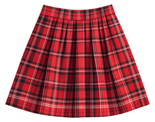 Wall Mural - A vibrant red plaid skirt elegantly isolated on transparent background, showcasing its design and pattern for fashion enthusiasts.