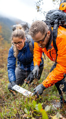 Wall Mural - Team installs educational signs to promote nature conservation