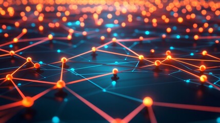 Illustration of an abstract futuristic network in the background