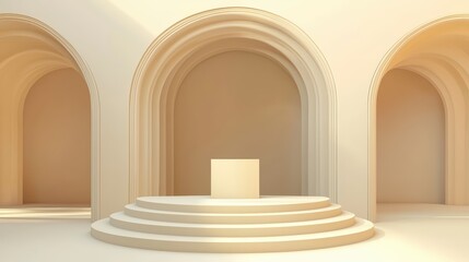 Wall Mural - White archway with steps