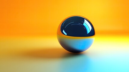 Wall Mural - Reflective sphere on a gradient background, showcasing vibrant colors and modern design aesthetics.
