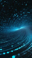 Poster - Abstract swirling vortex of blue particles creating a dynamic flow