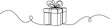 © Tally 18 - Gift box one line drawing. Continuous one line gift box.Presents with ribbon bow.Hand drawn greeting present box.Line art christmas surprise.
