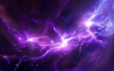 Wall Mural - purple lightning in the space, computer generated abstract background