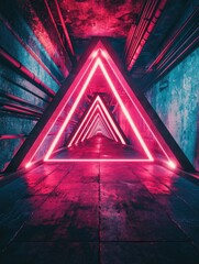 Poster - Neon Triangle Tunnel