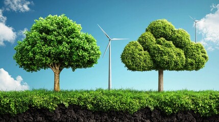 renewable energy implementation sustainable city nature landscape urban environment low angle green 