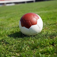 Wall Mural - soccer ball on the grass.