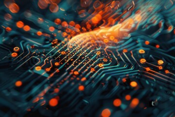 Aufkleber - Abstract representation of digital data with glowing binary code and colorful light reflections, showcasing technological concepts in a close-up view