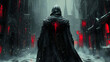 © queen - Illustration of Dark Figure in Snowy City with Red Accents