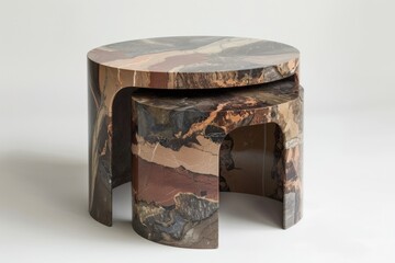 Aufkleber - Unique modern marble coffee table set designed with contrasting colors and smooth lines for contemporary living spaces