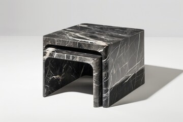 Aufkleber - Unique modern marble coffee table set designed with contrasting colors and smooth lines for contemporary living spaces