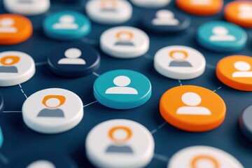 Aufkleber - Illustration of interconnected user icons showcasing a digital network and collaboration among individuals.