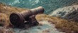 © Ai Studio - Rusty cannon, a relic of history, sits overlooking verdant hills, signifying the passage of time and forgotten battles.