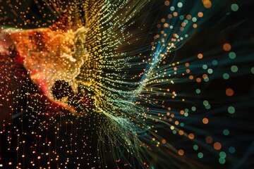 Leinwandbilder - Visual representation of global connectivity through a network map highlighting continents and cities illuminated against a dark background