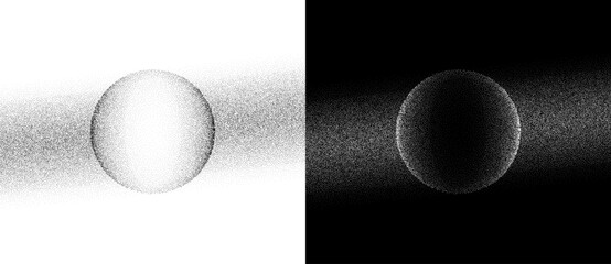 Leinwandbilder - Dotted circle with gradient as background. Abstract vector Big Data concept. Black dots on a white background and the same white dots on the black side.