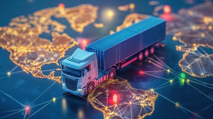 Wall Mural - logistics international delivery concept, world map with logistic network distribution on background