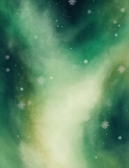 Wall Mural - background with snow - abstract green christmas snow background - Generative AI