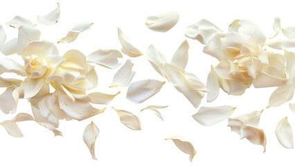 Wall Mural - Gardenia petals flying isolated on a transparent background