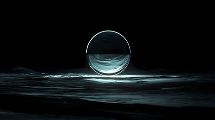 Wall Mural - a single, glowing orb, fading into a black void, symbolizing the ephemeral nature of time and the in