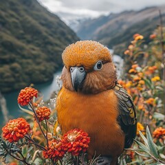 Wall Mural - Orange Parrot in Natural Habitat